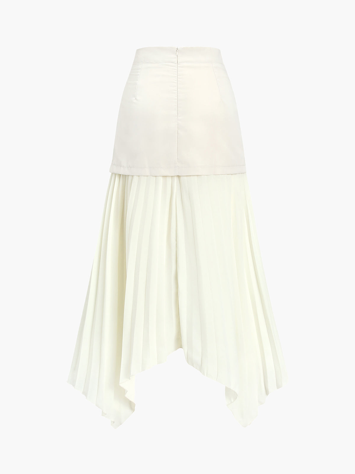 Patchwork Asymmetrical Pleated Buttoned Midi Skirt with High Waist Design