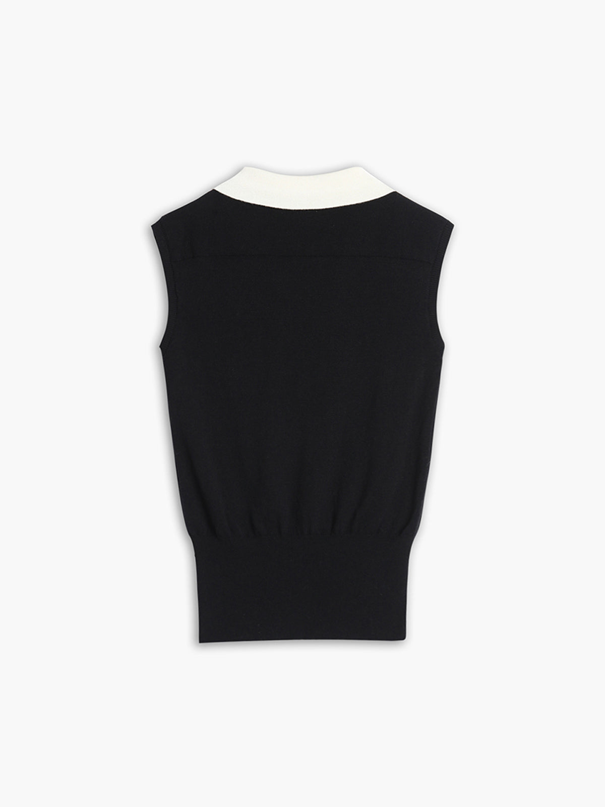 Contrast Trim Collar V-neck Knit Sweater Vest - Classic Layering Piece for All Seasons