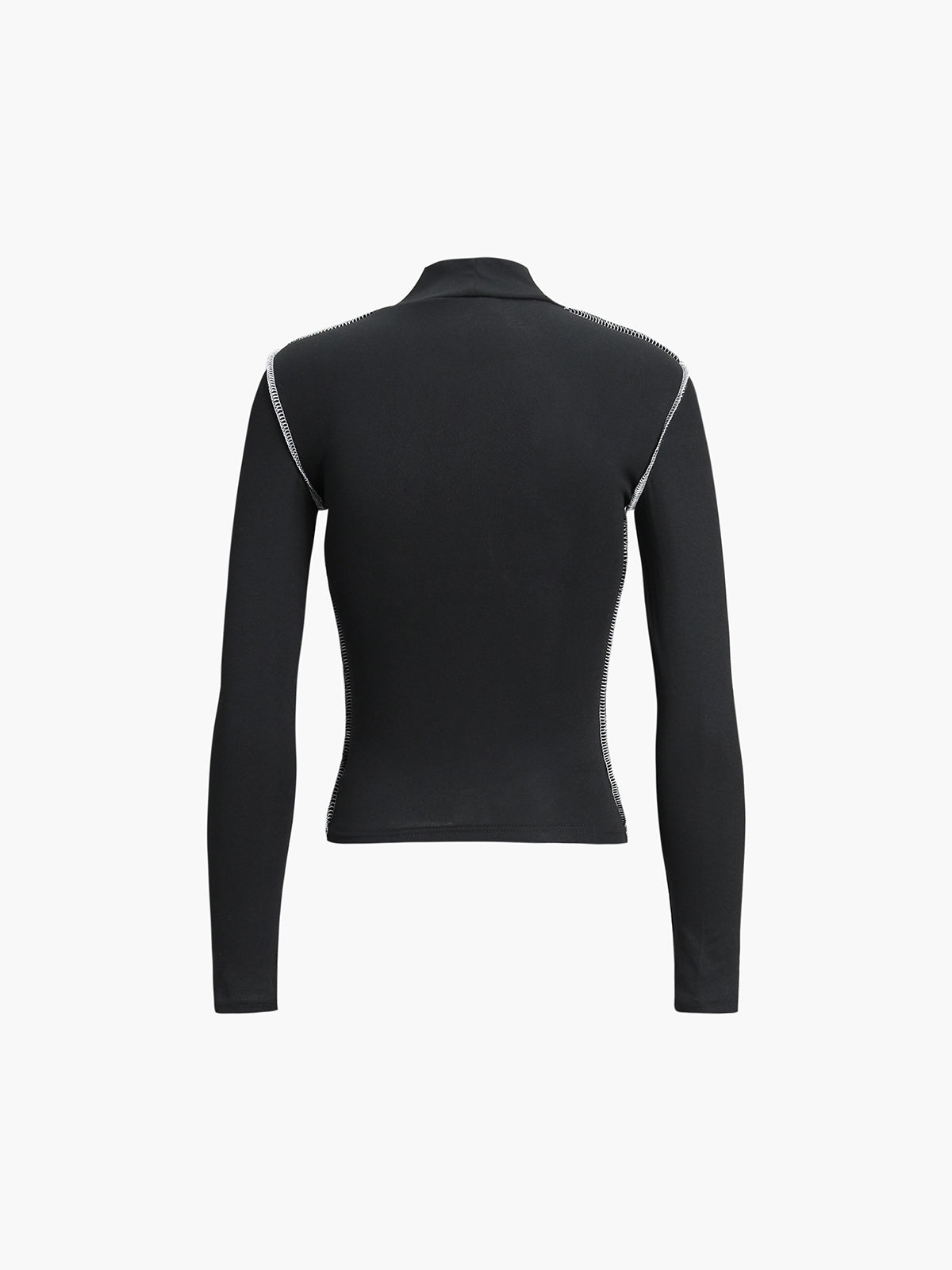 Contrast Trim Mock Neck Long Sleeve Top Women's Casual Fit