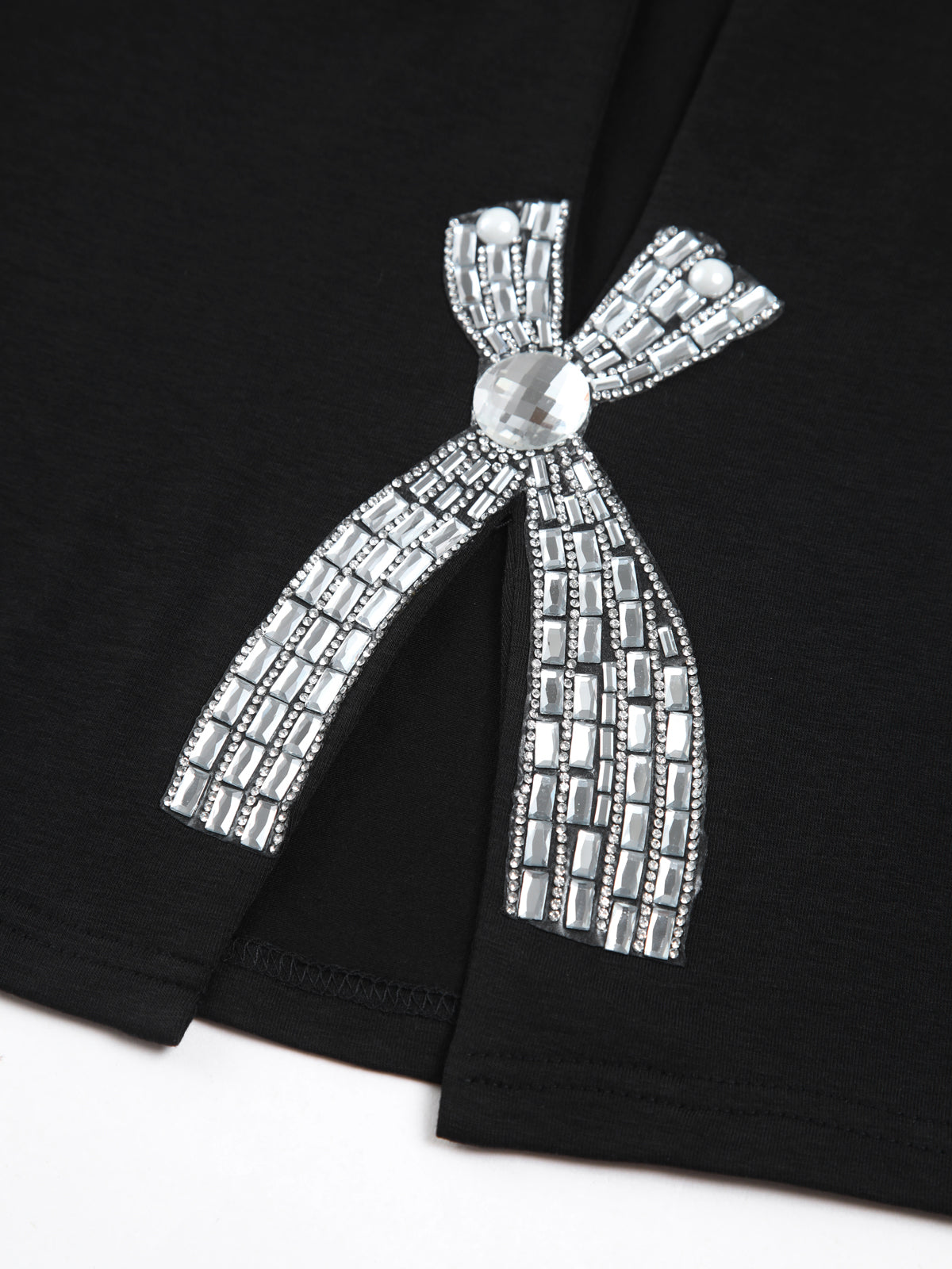 Rhinestone Bow Decorated Top Elegant Women's Casual Wear