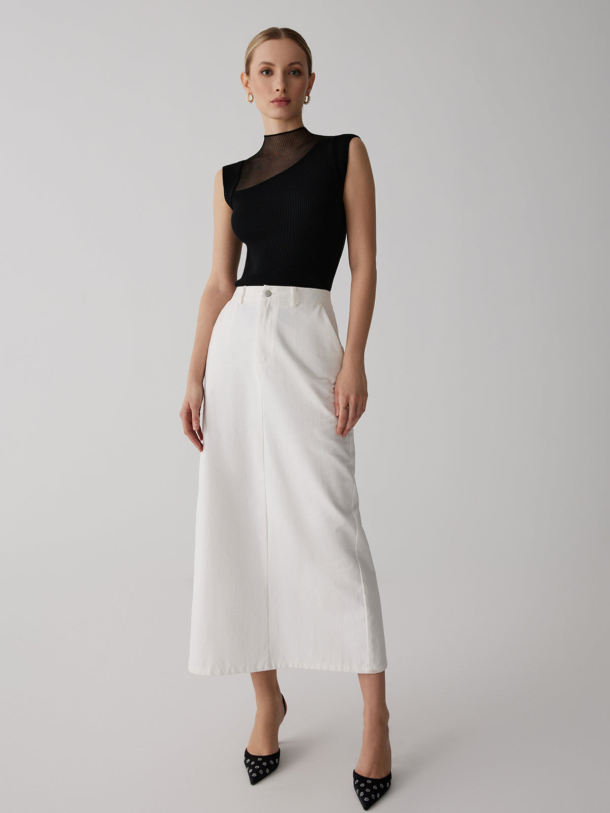 Mesh Patchwork Sleeveless Top Casual Summer Fashion Wear