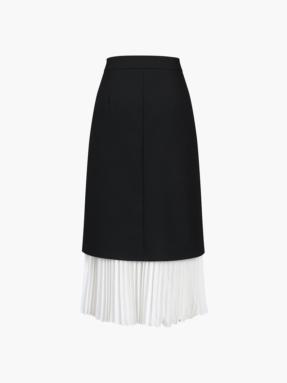 Two Tone Pleated Long Skirt with Elastic Waistband Comfort Fit