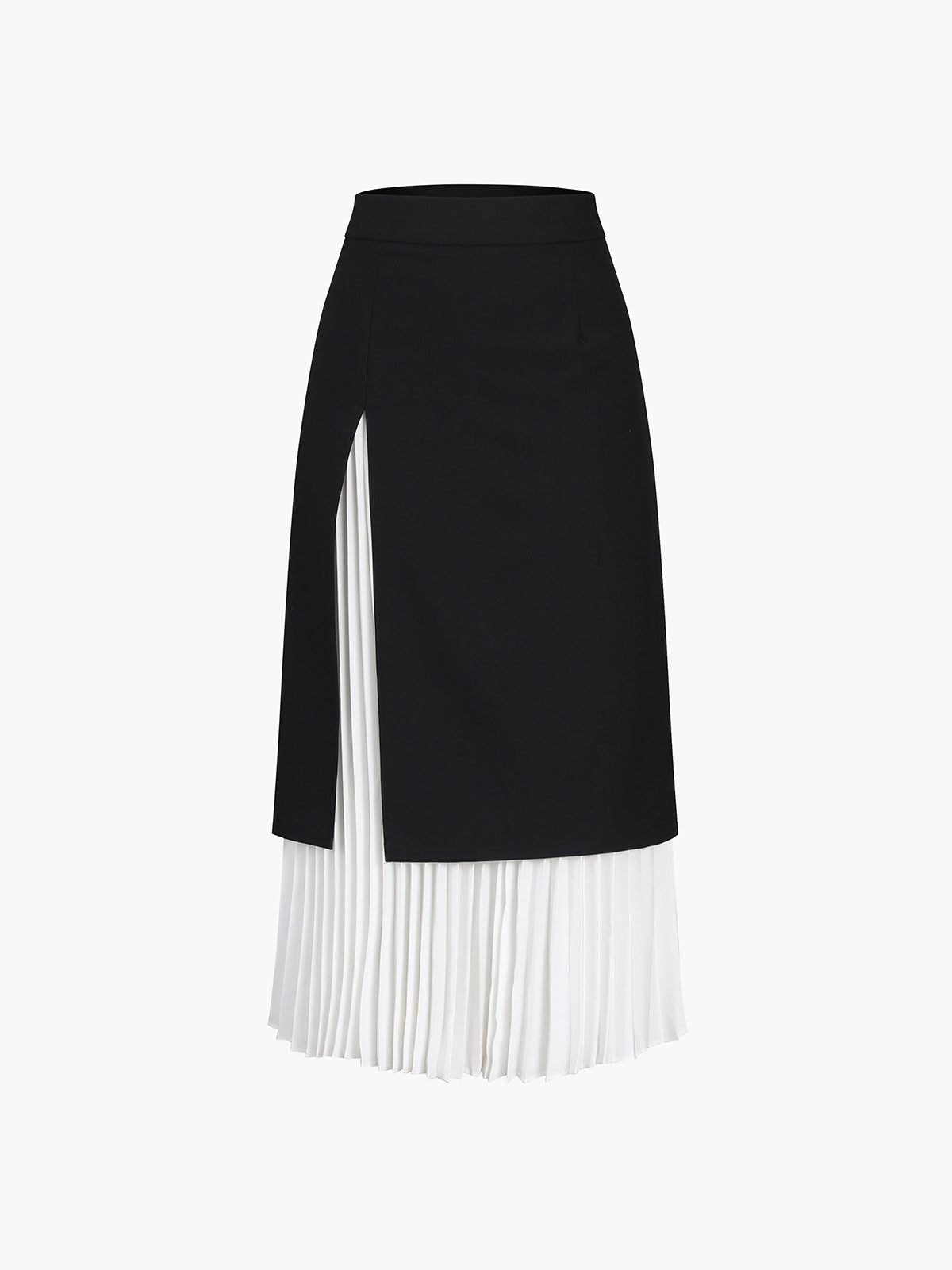 Two Tone Pleated Long Skirt with Elastic Waistband Comfort Fit
