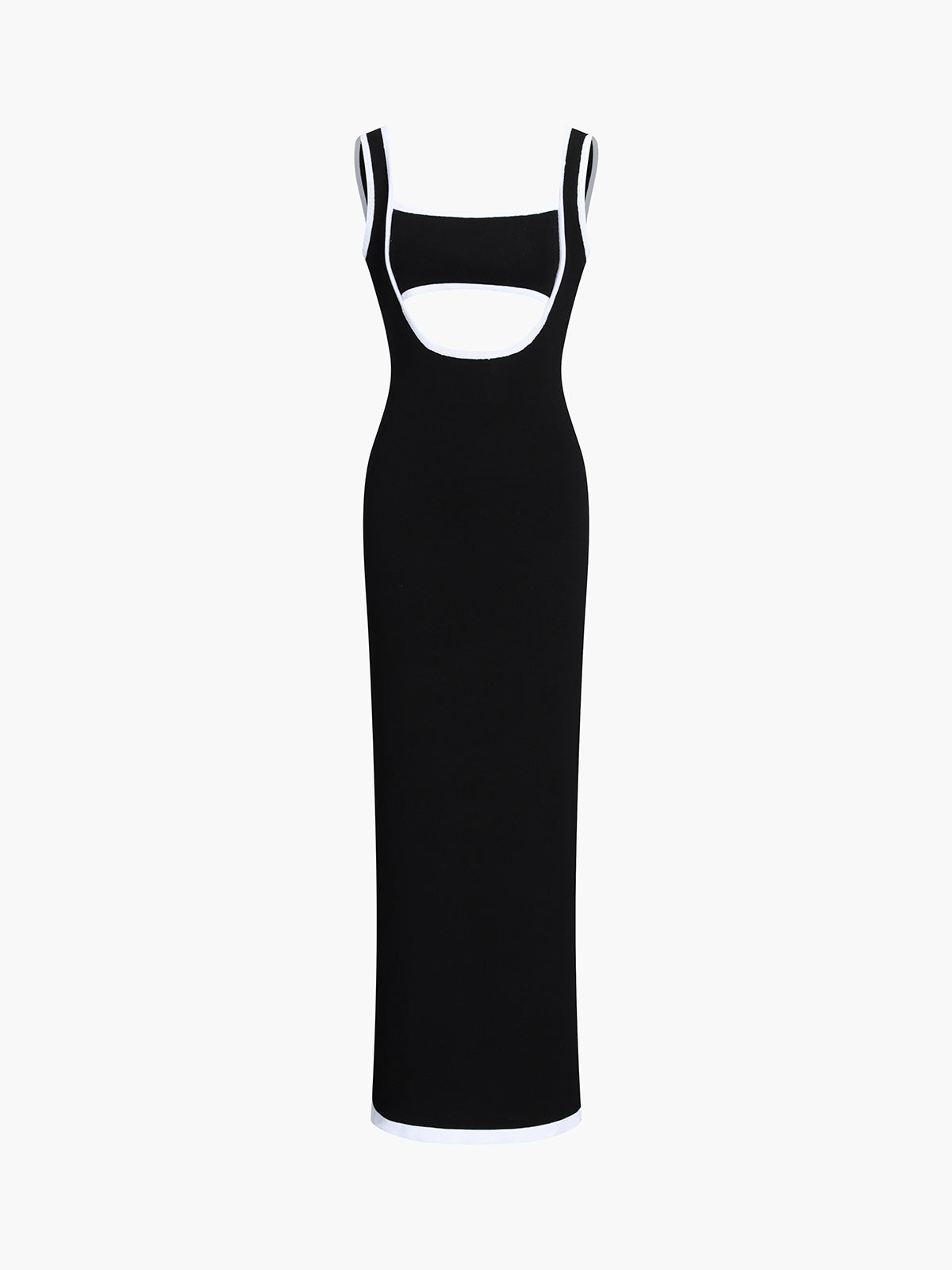 Contrast Trim Cutout Long Sweater Dress for Women Winter Fashion