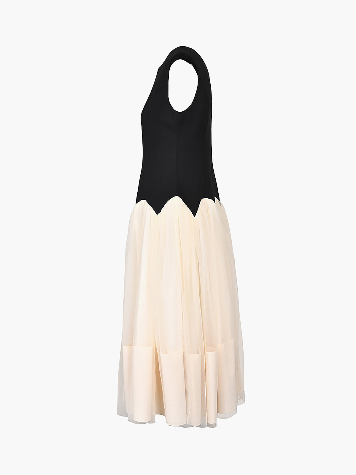 Contrast Petal Waist Midi Dress Elegant Floral Occasion Wear