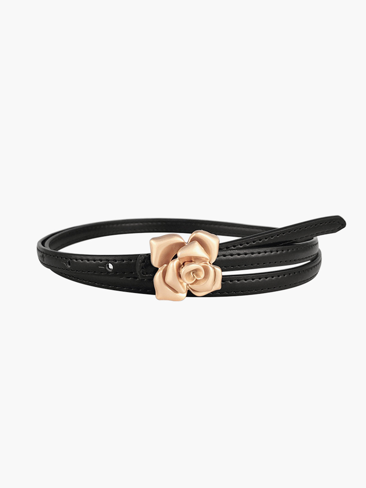 Gold Buckle Rose Belt with Genuine Leather Craftsmanship