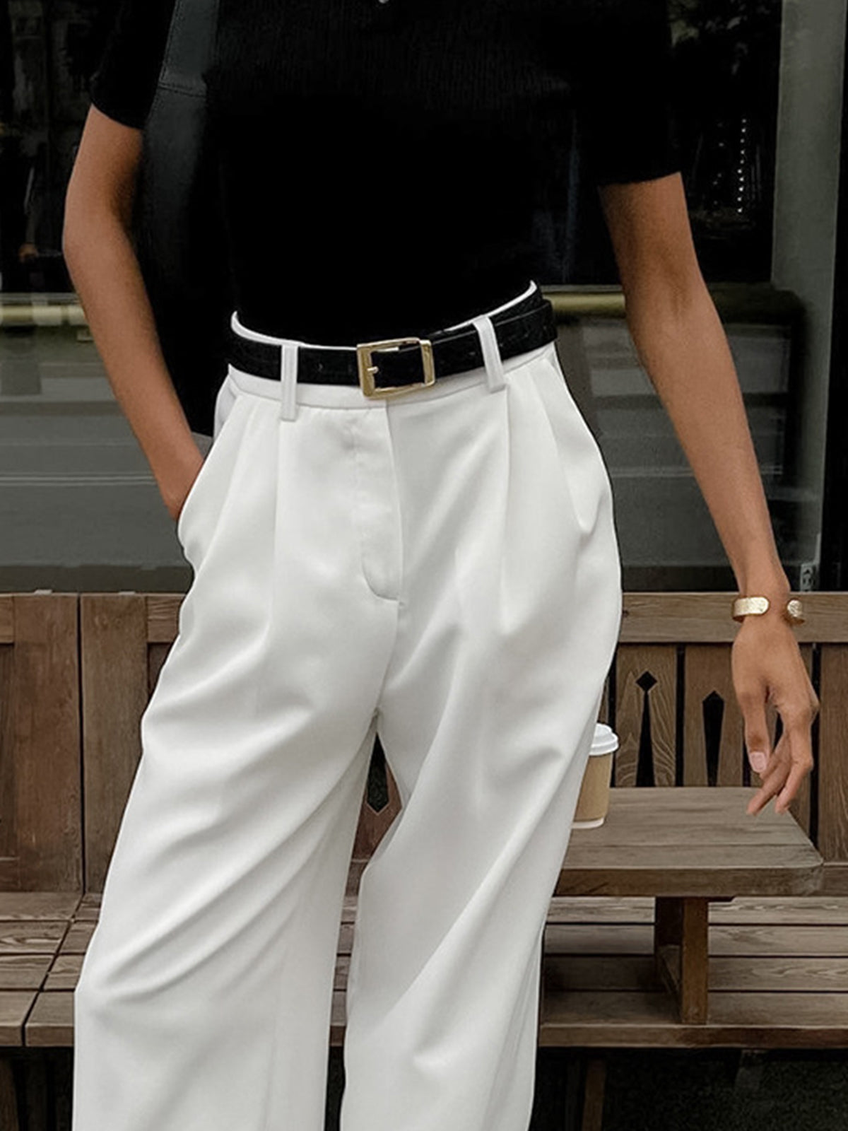 Solid Wide Leg Pants Without Belt - Casual Comfort Fit Stylish