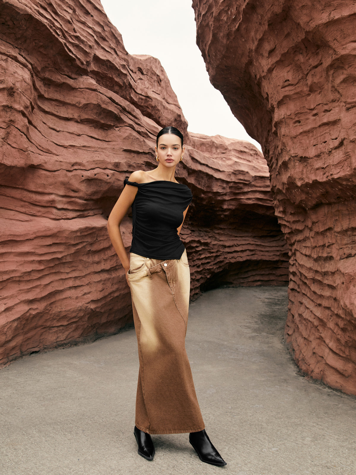 Asymmetric Knotted One-Shoulder Top Women's Fashion Trend