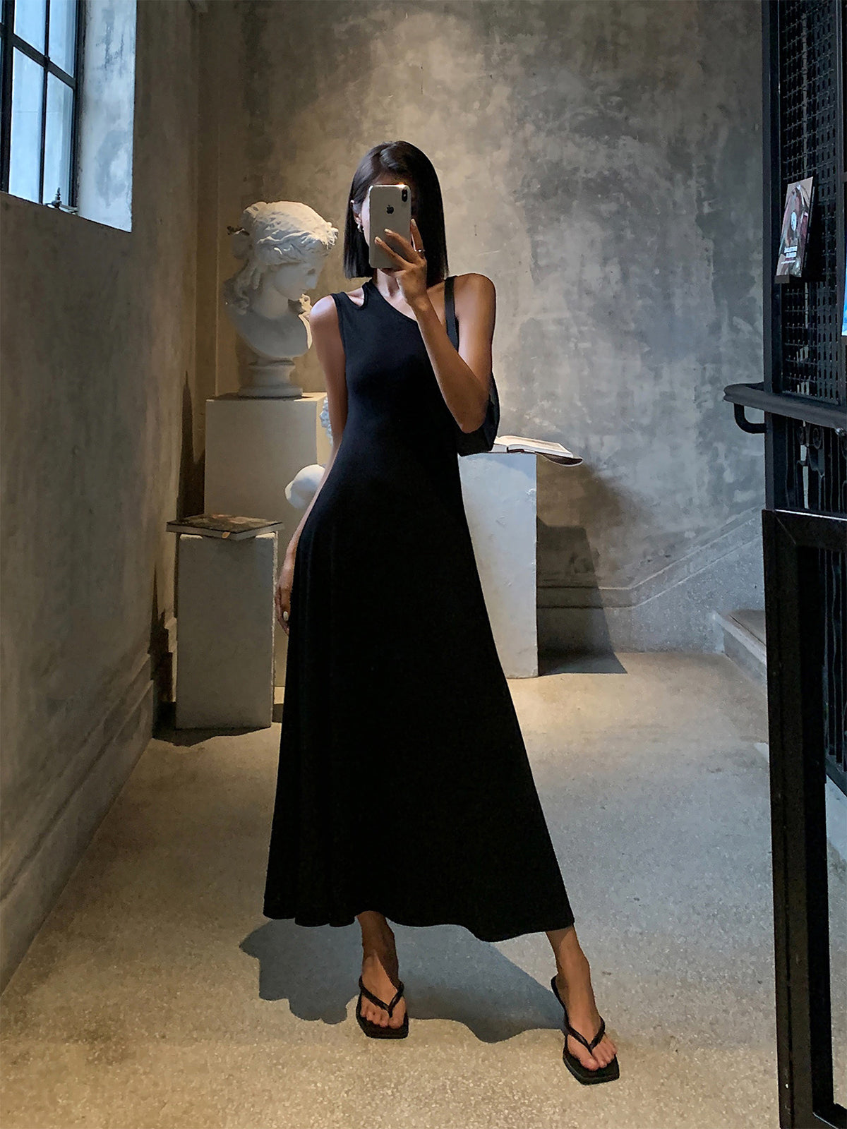 Cutout Backless Long Knit Dress - Elegant Sleeveless Evening Wear