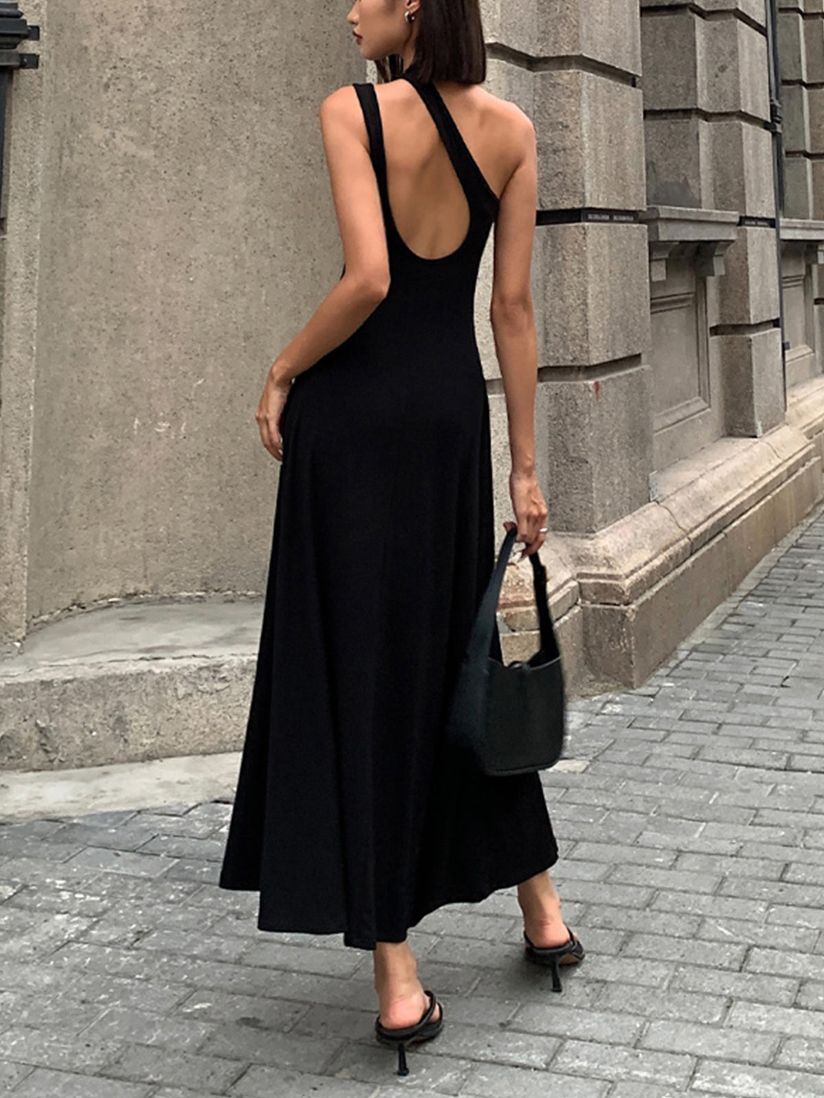 Cutout Backless Long Knit Dress - Elegant Sleeveless Evening Wear