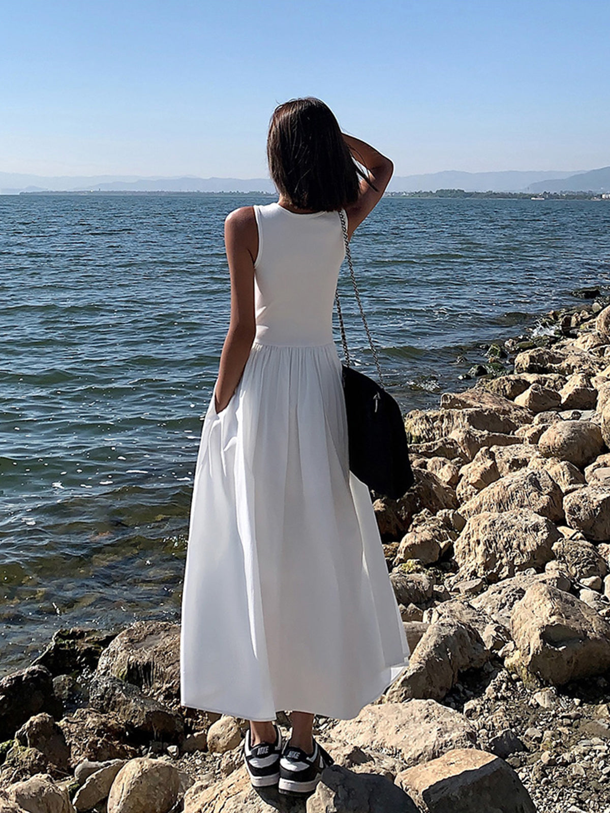 Leisure Crew Neck Long Dress Comfortable Casual Maxi Style