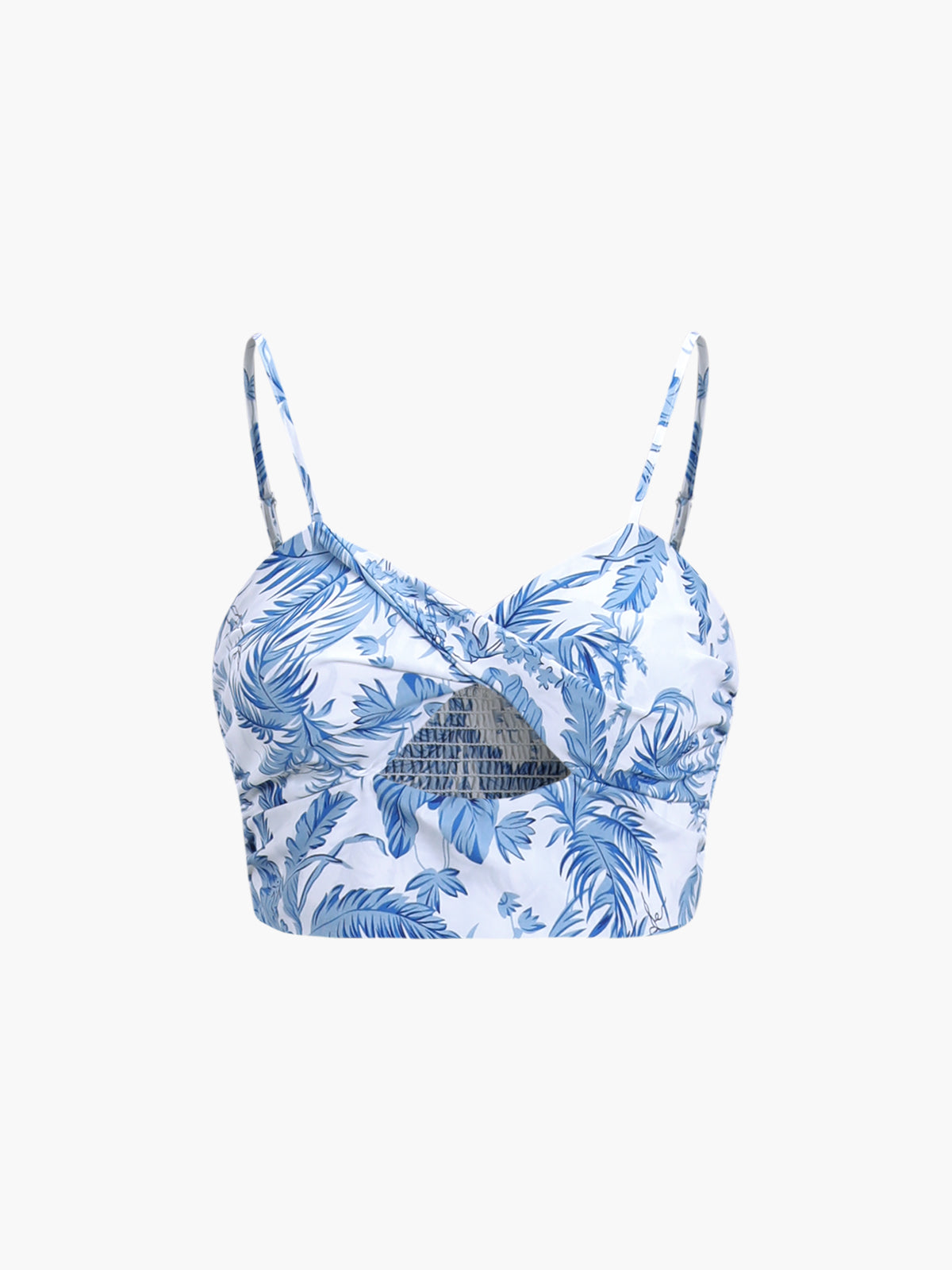 Seaside Joy Print Twist Detail High Waist Skirt Set Summer Beachwear