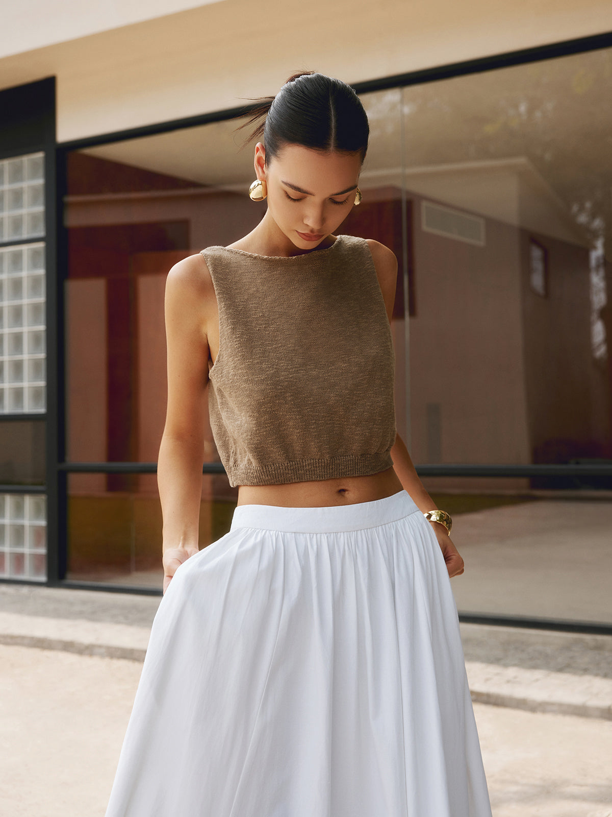 Cotton Blends Crop Tank Top Casual Summer Style