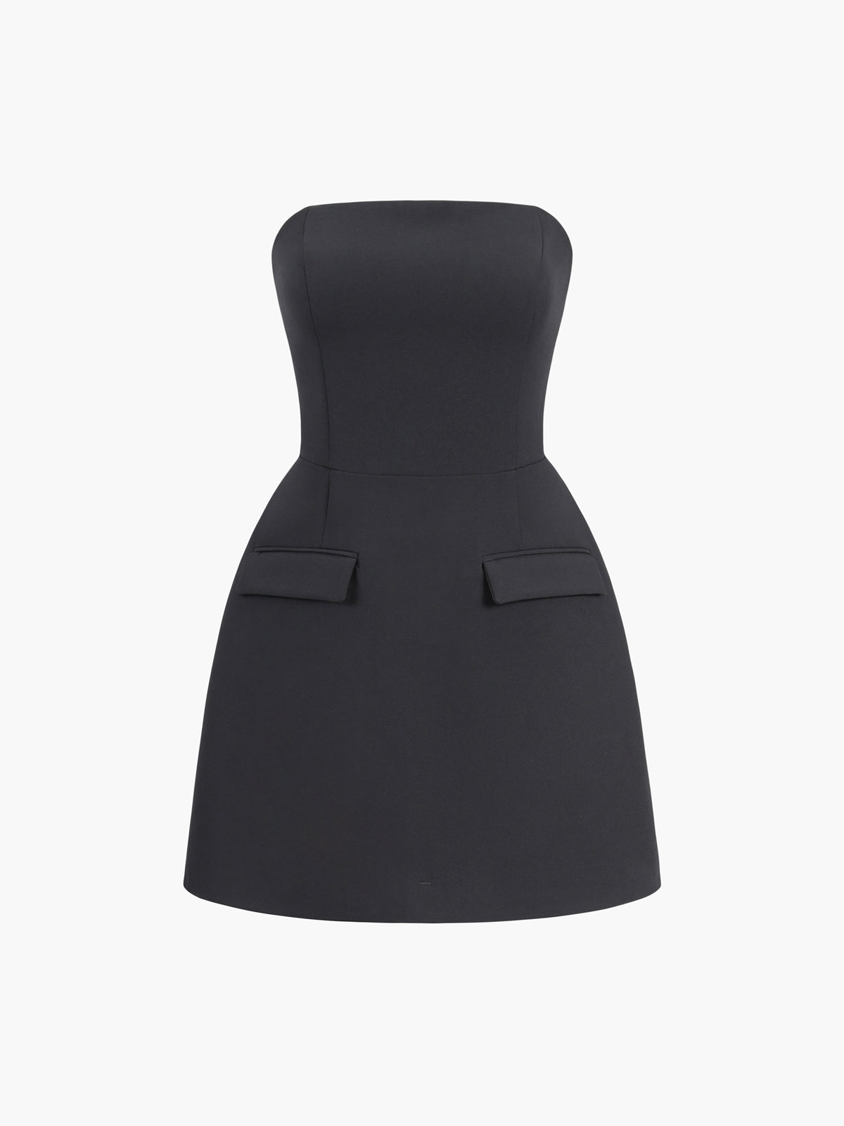 Solid Tube Mini Dress with Back Zipper Closure