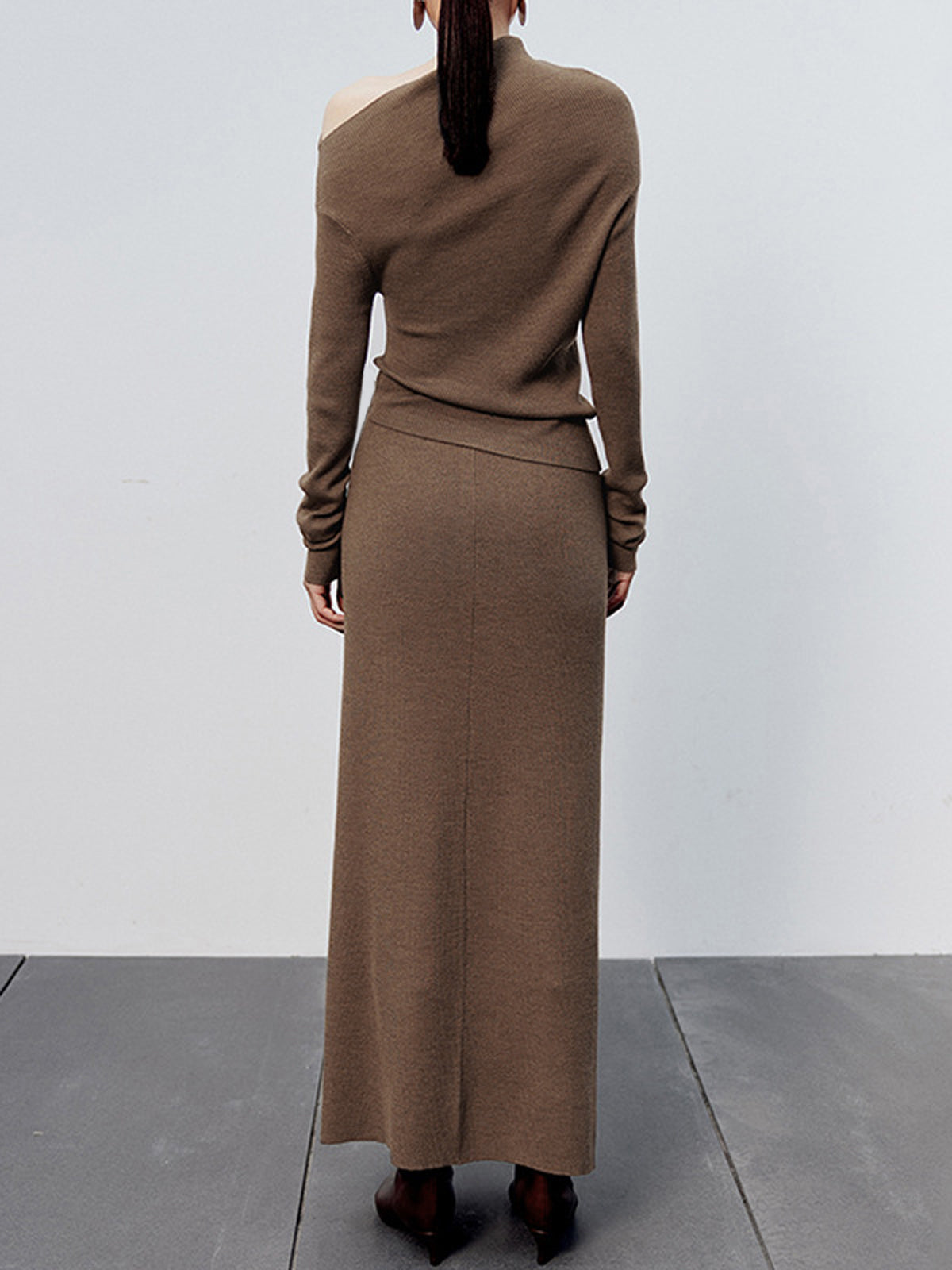 Caramel Slit Maxi Knit Skirt - Trendy High-Waist Comfort Fit