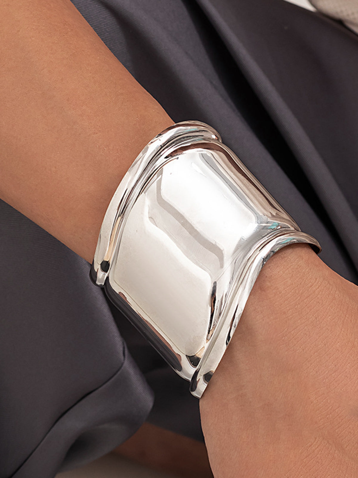 Metallic Wide Cuff Bracelet Women Fashion Jewelry Accessory