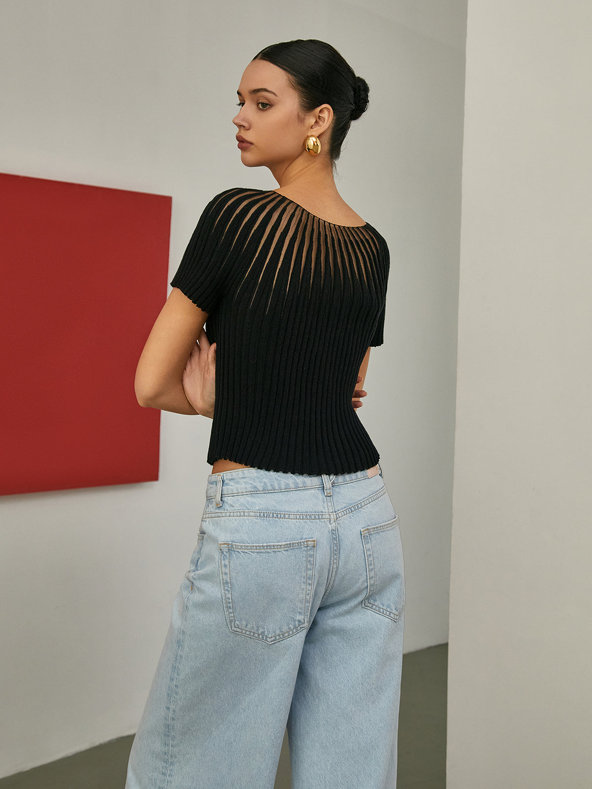 Plain Short Sleeve Knit Top for Women Casual Everyday Wear