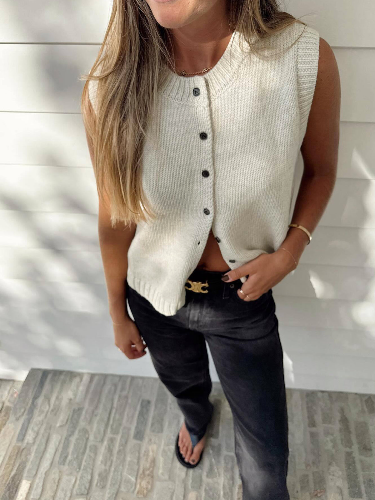 Casual Button Up Sweater Vest for Layering and Comfort