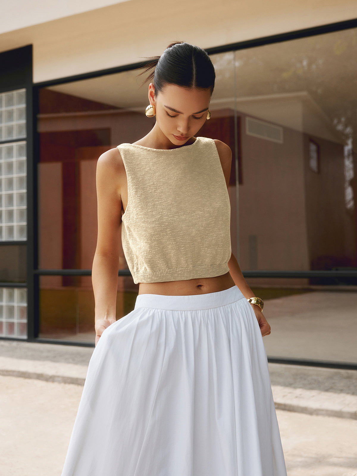 Cotton Blends Crop Tank Top Casual Summer Style