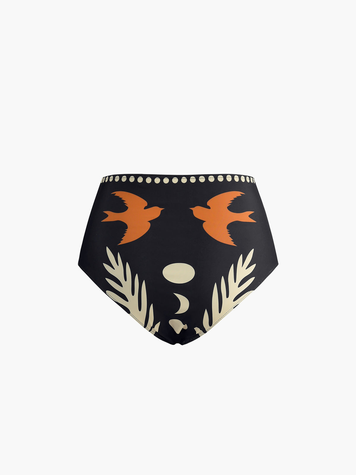 Bird Print Asymmetrical Neck Bikini Set with High Waisted Bottoms