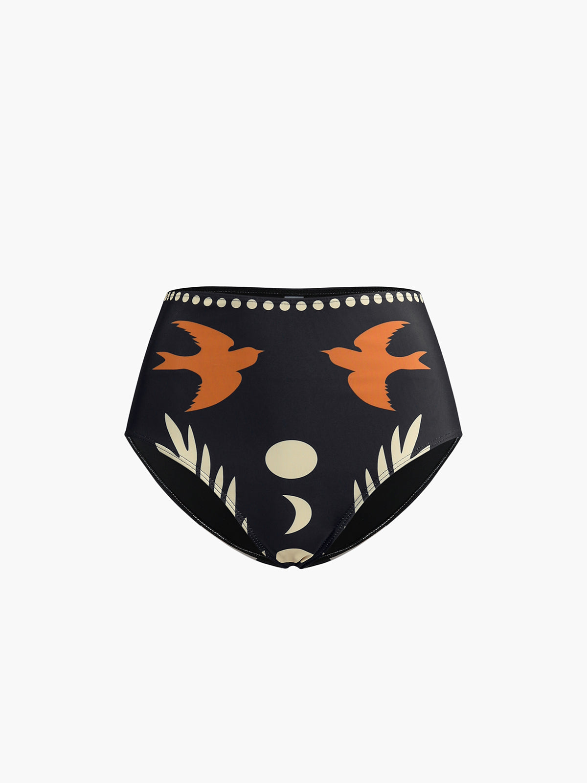 Bird Print Asymmetrical Neck Bikini Set with High Waisted Bottoms