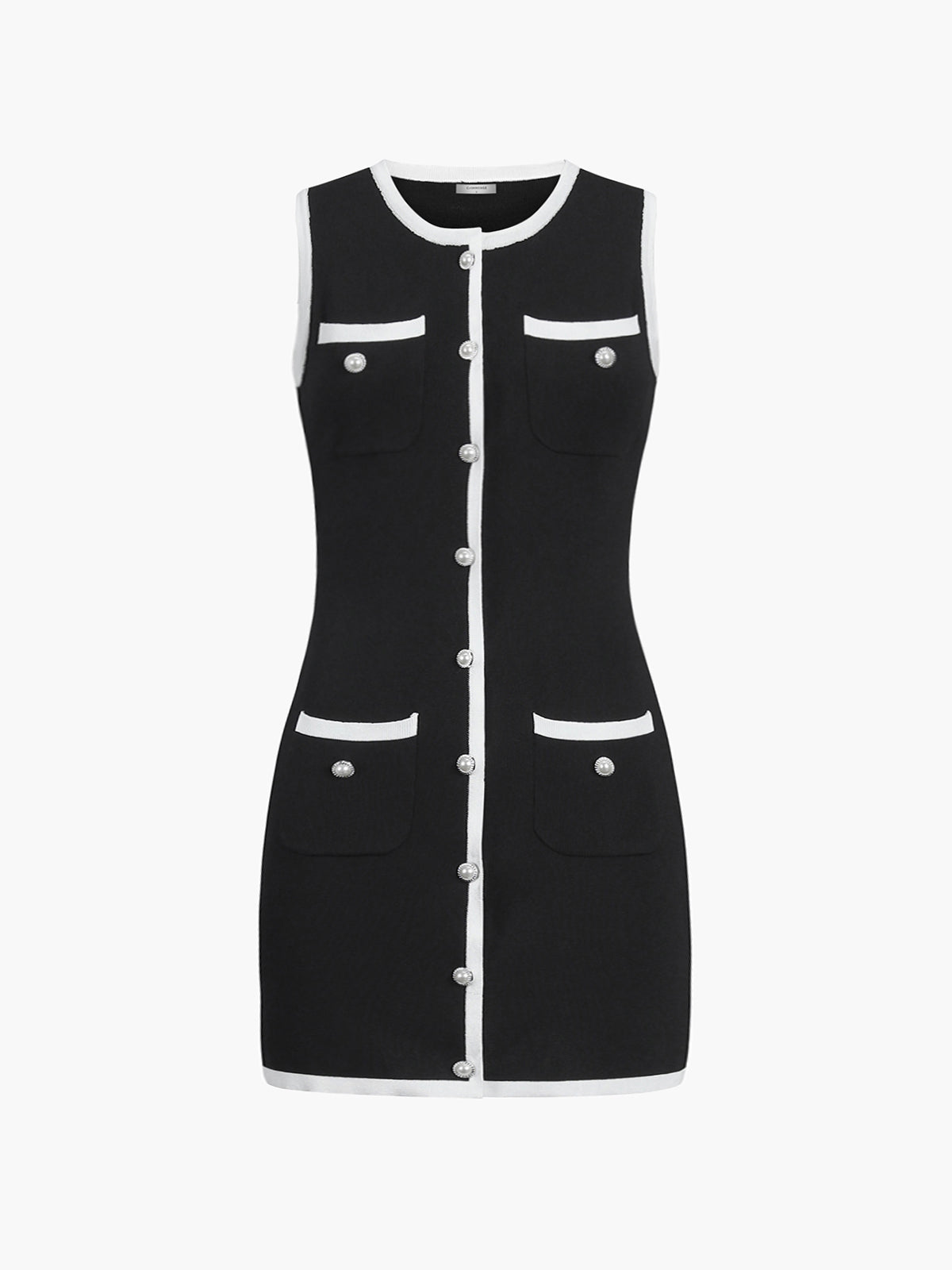 Multi Pocket Button Sleeveless Short Sweater Dress for Women Casual Wear