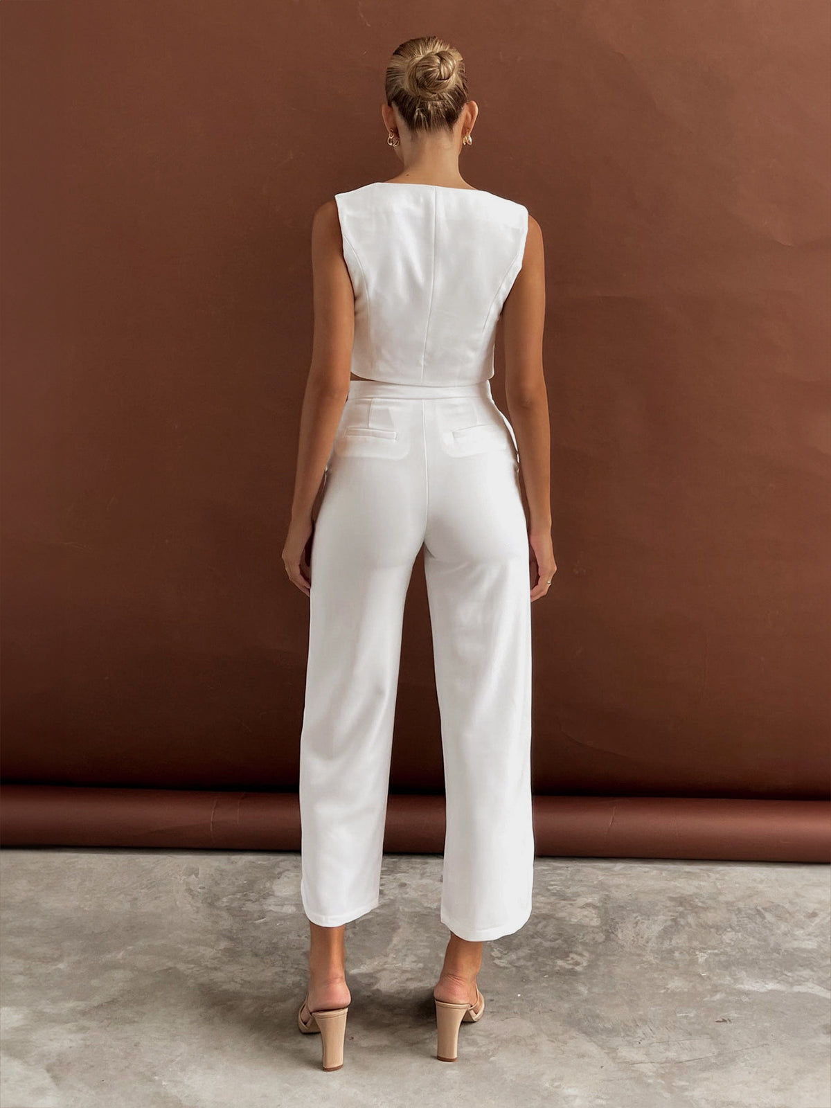 Solid Asymmetrical Straight Leg Pants Set for Women Casual Wear