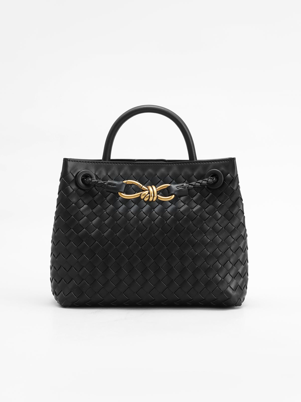 Metal Twist Detail Handle Bag with Spacious Interior Design