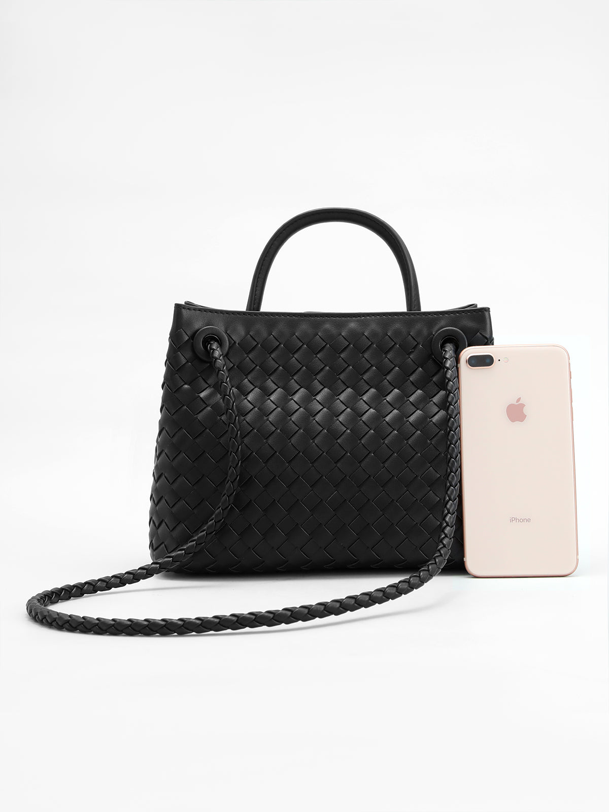 Metal Twist Detail Handle Bag with Spacious Interior Design