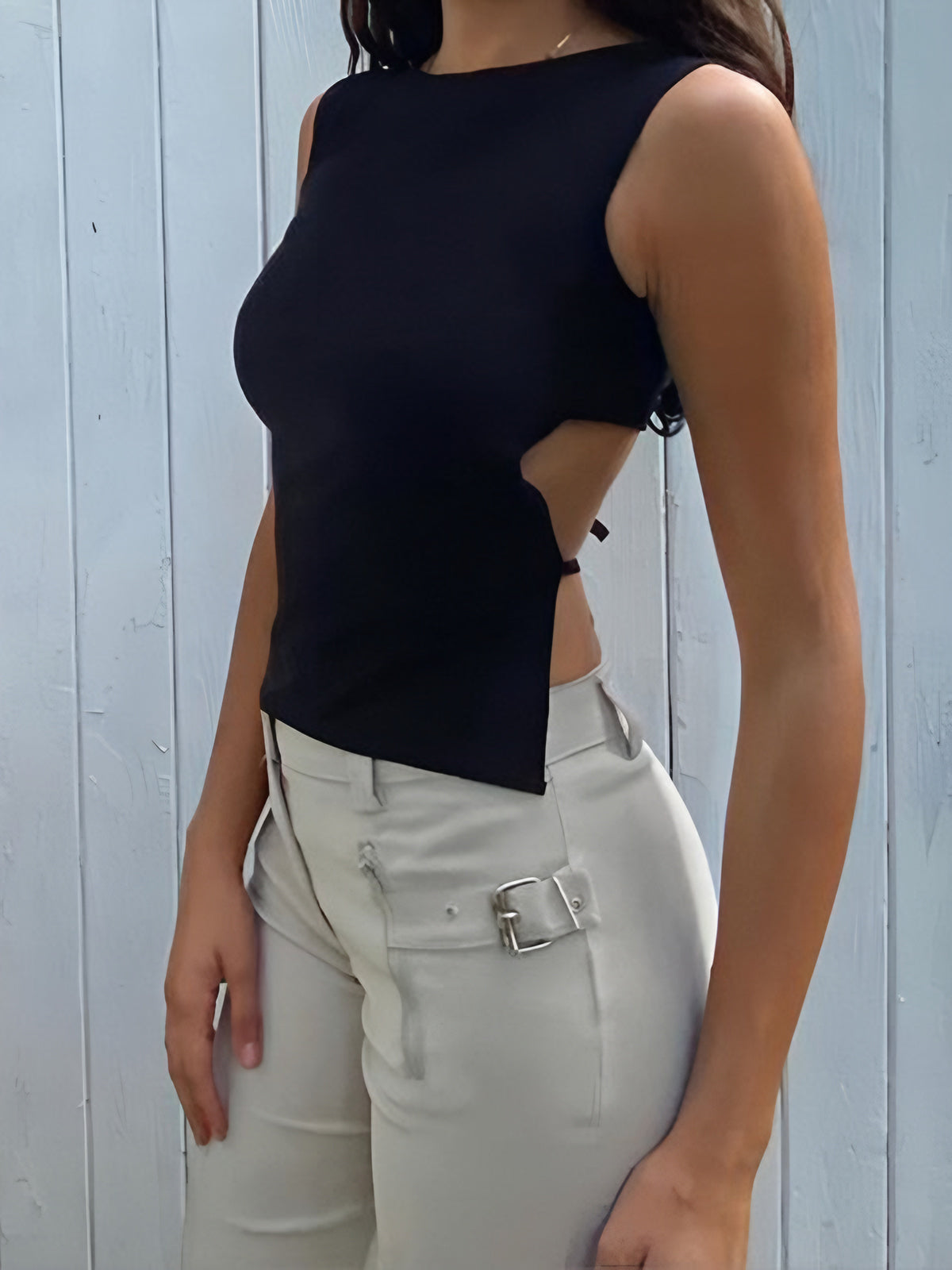 Leisure Knotted Cutout Tank Top for Women Casual Wear