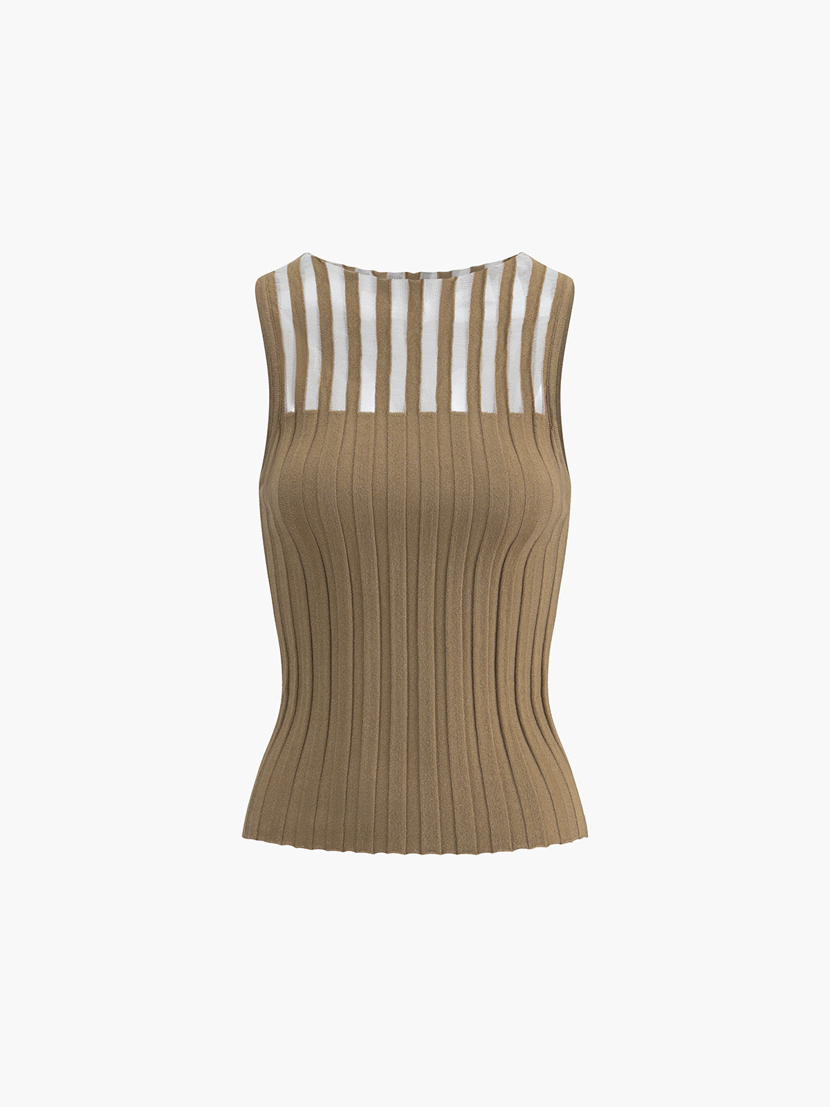 Sheer Ribbed Tank Top for Women Casual Fit