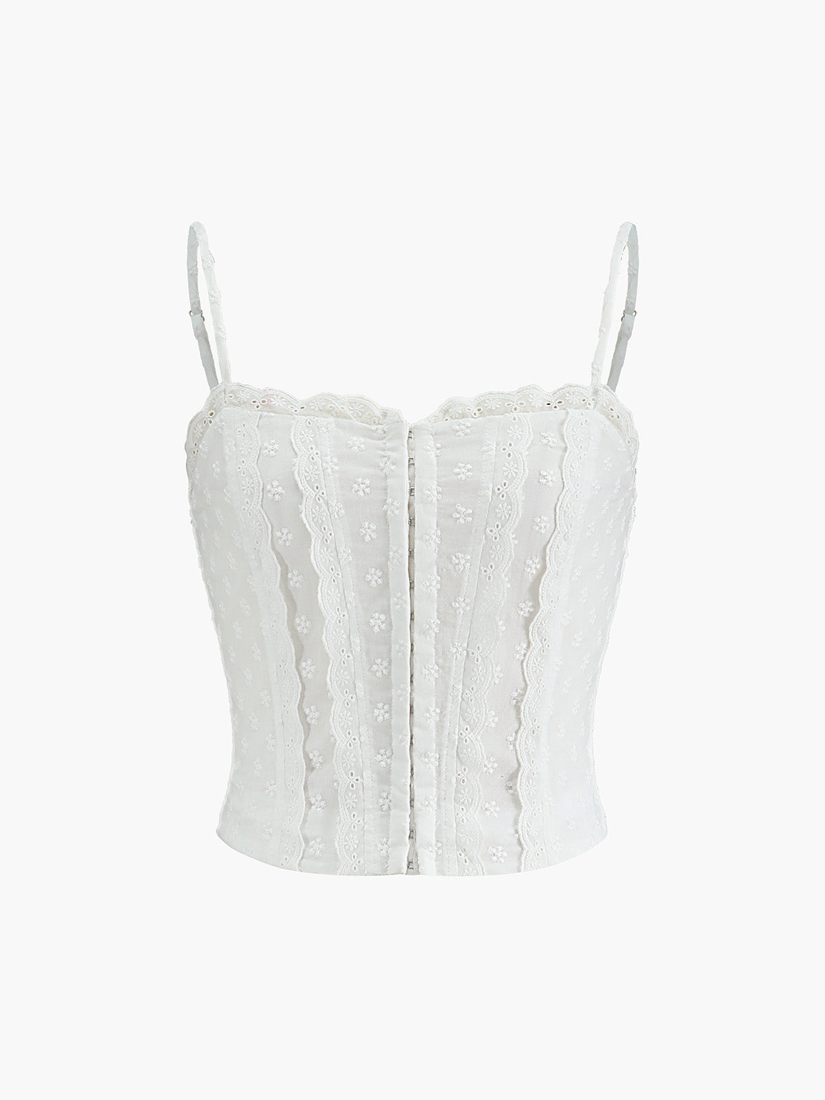 Cotton Button-Front Lace Trim Cami Top for Women Summer Casual