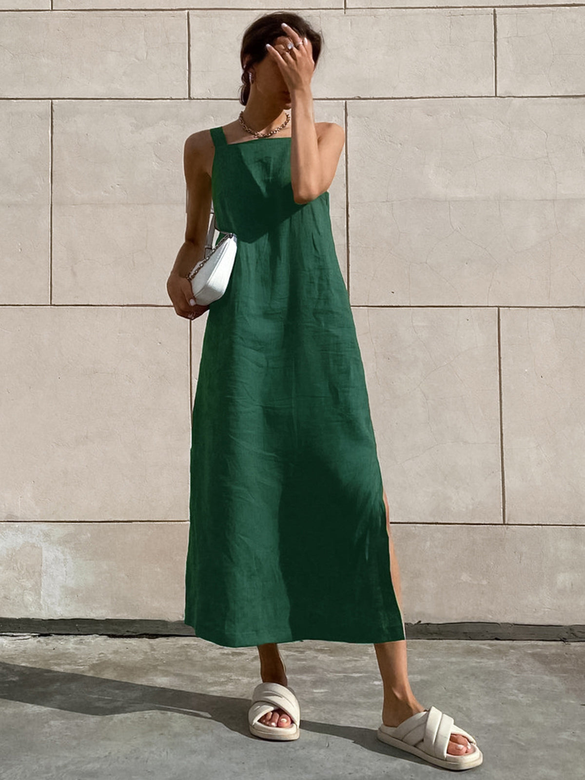 Minimalism Cotton Cami Long Dress Women's Summer Casual Style