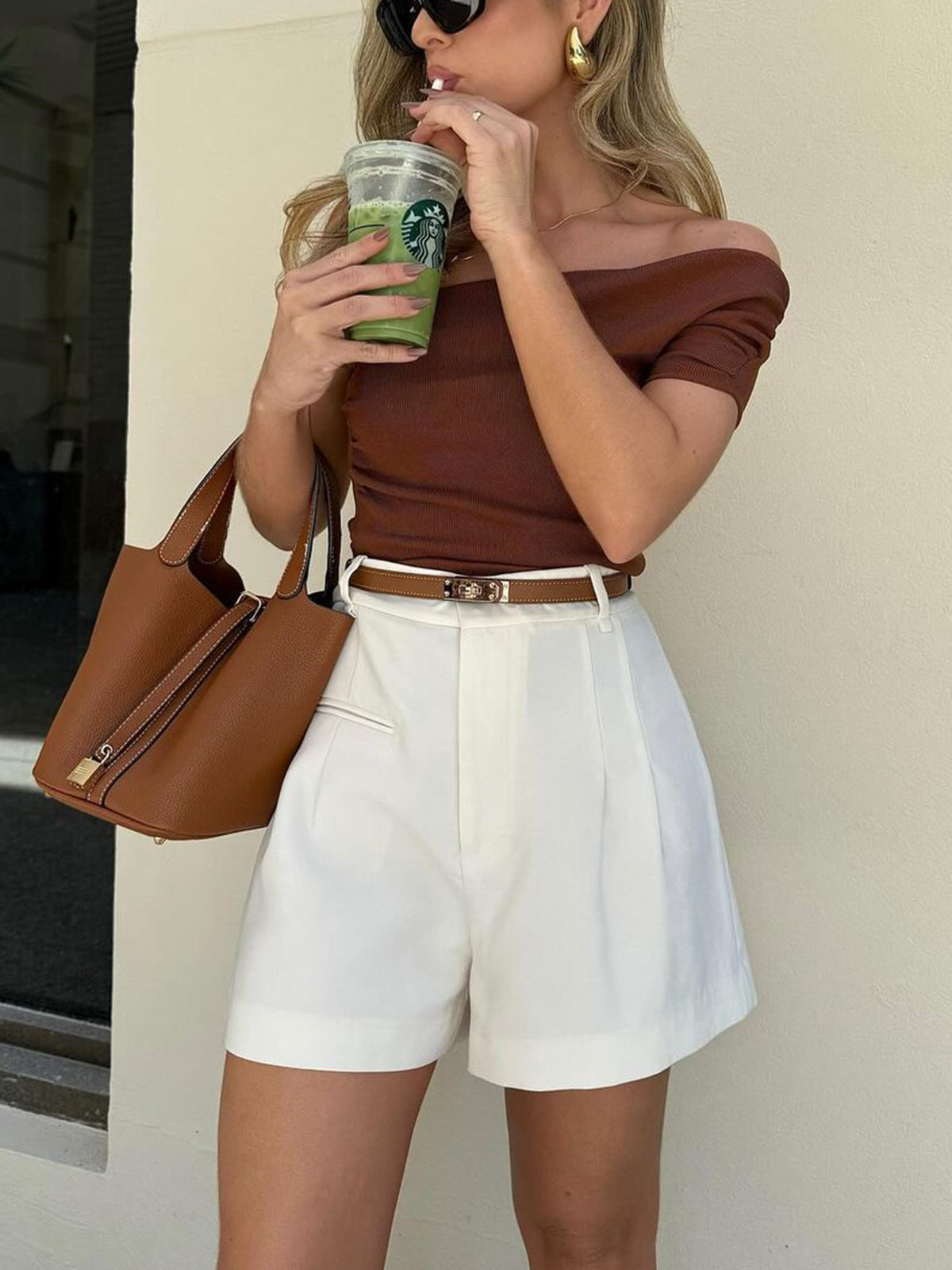 "Semi-Sheer Mid-Waist Lightweight Casual Shorts Without Belt"