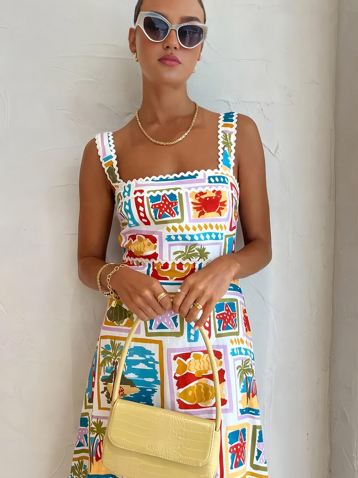 Graffiti Print Sleeveless Long Dress for Women Street Style