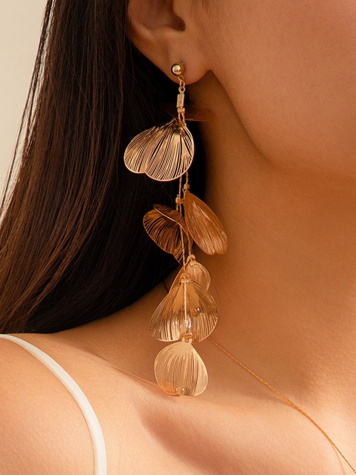 Ginkgo Leaves Long Dangle Earrings Elegant Bohemian Style Jewelry