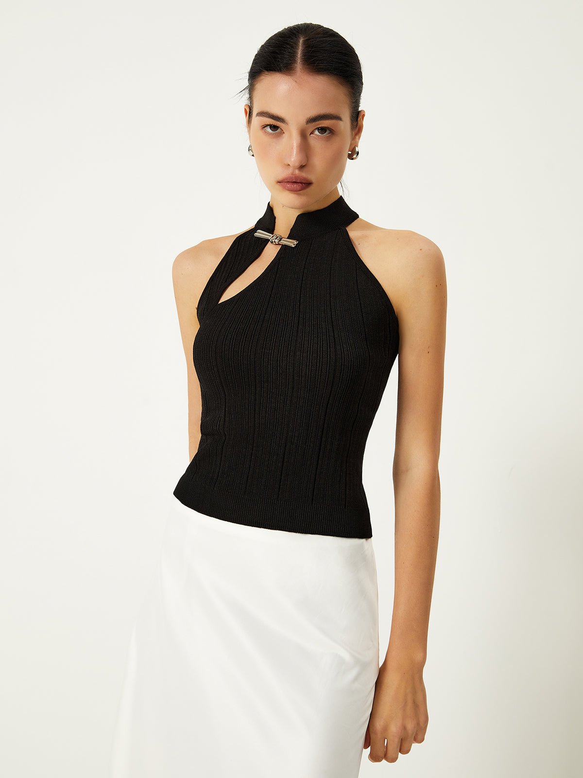 Asymmetrical Button Sweater Vest Stylish Layering Top