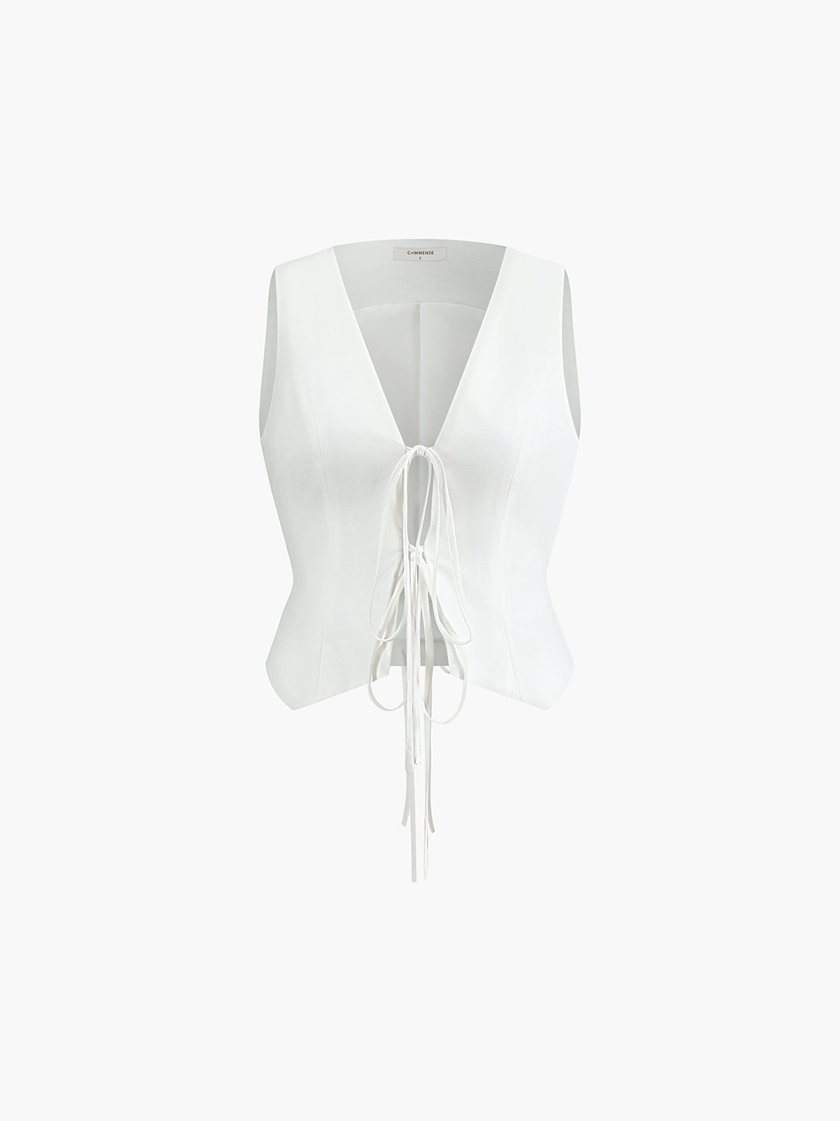 Cotton & Linen Tie-Detail Vest - Classic Sleeveless Summer Top