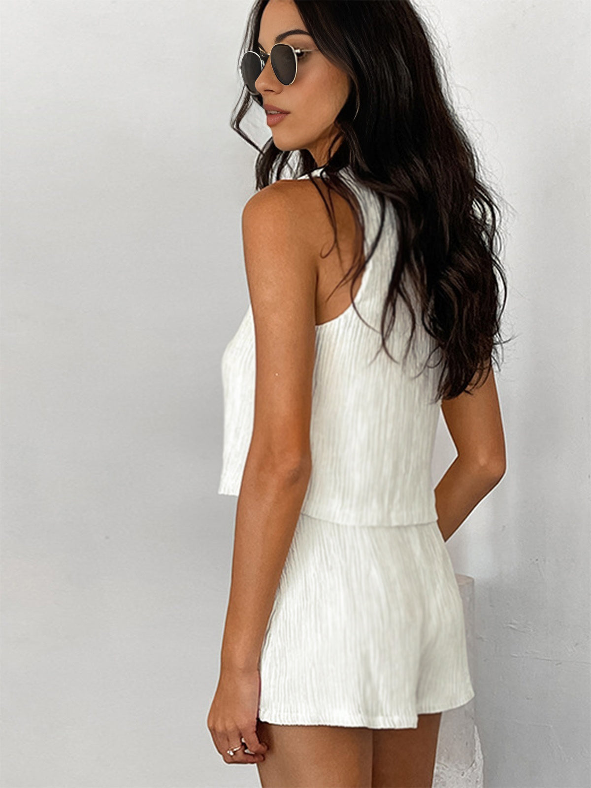 Solid Tie Front Vest With Shorts Set - Casual Summer Outfit Essentials
