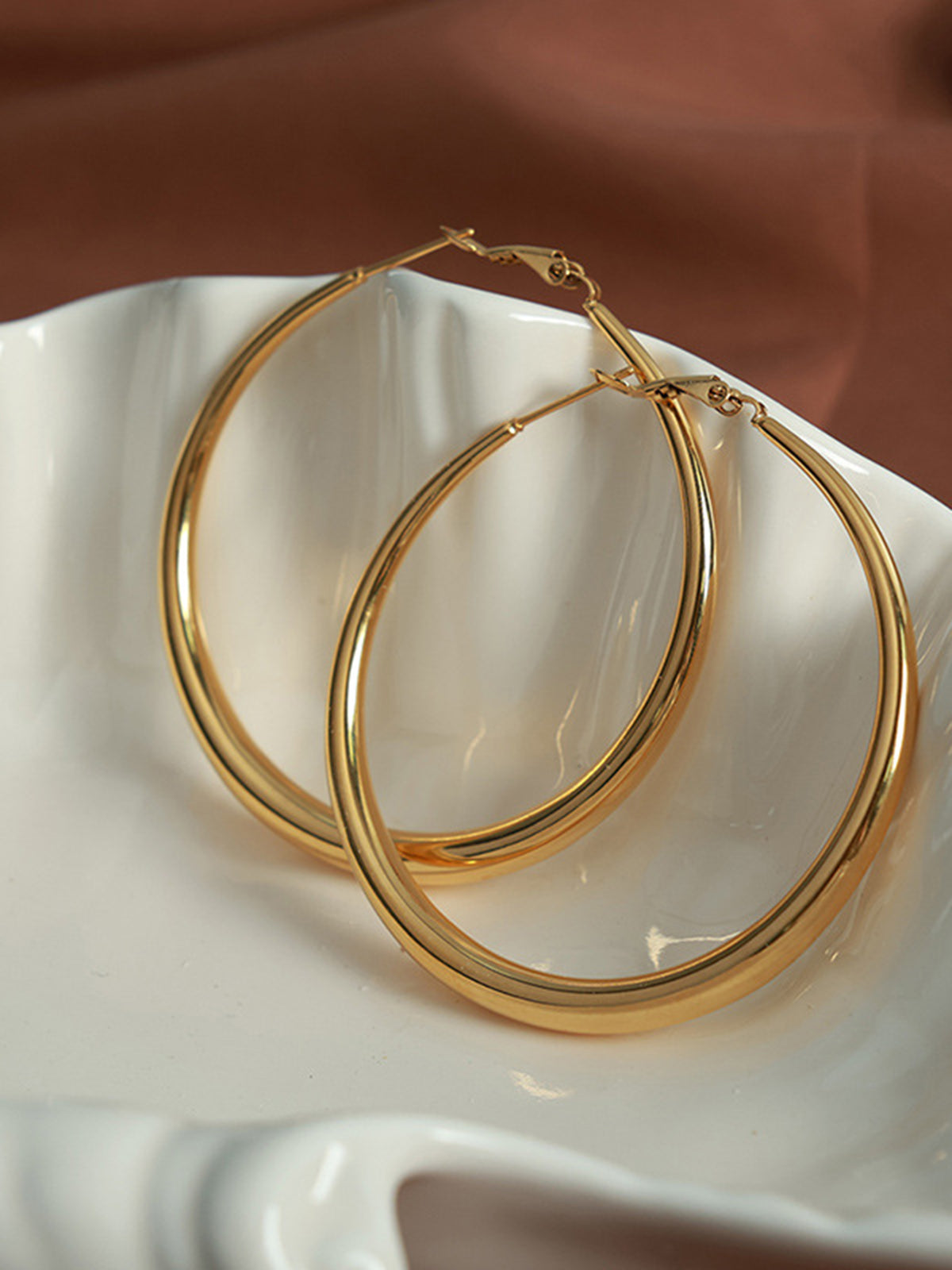 Large Classic Hoop Gold Earrings for Women Daily Wear