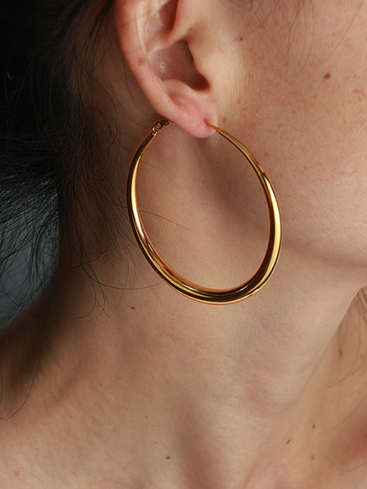 Large Classic Hoop Gold Earrings for Women Daily Wear