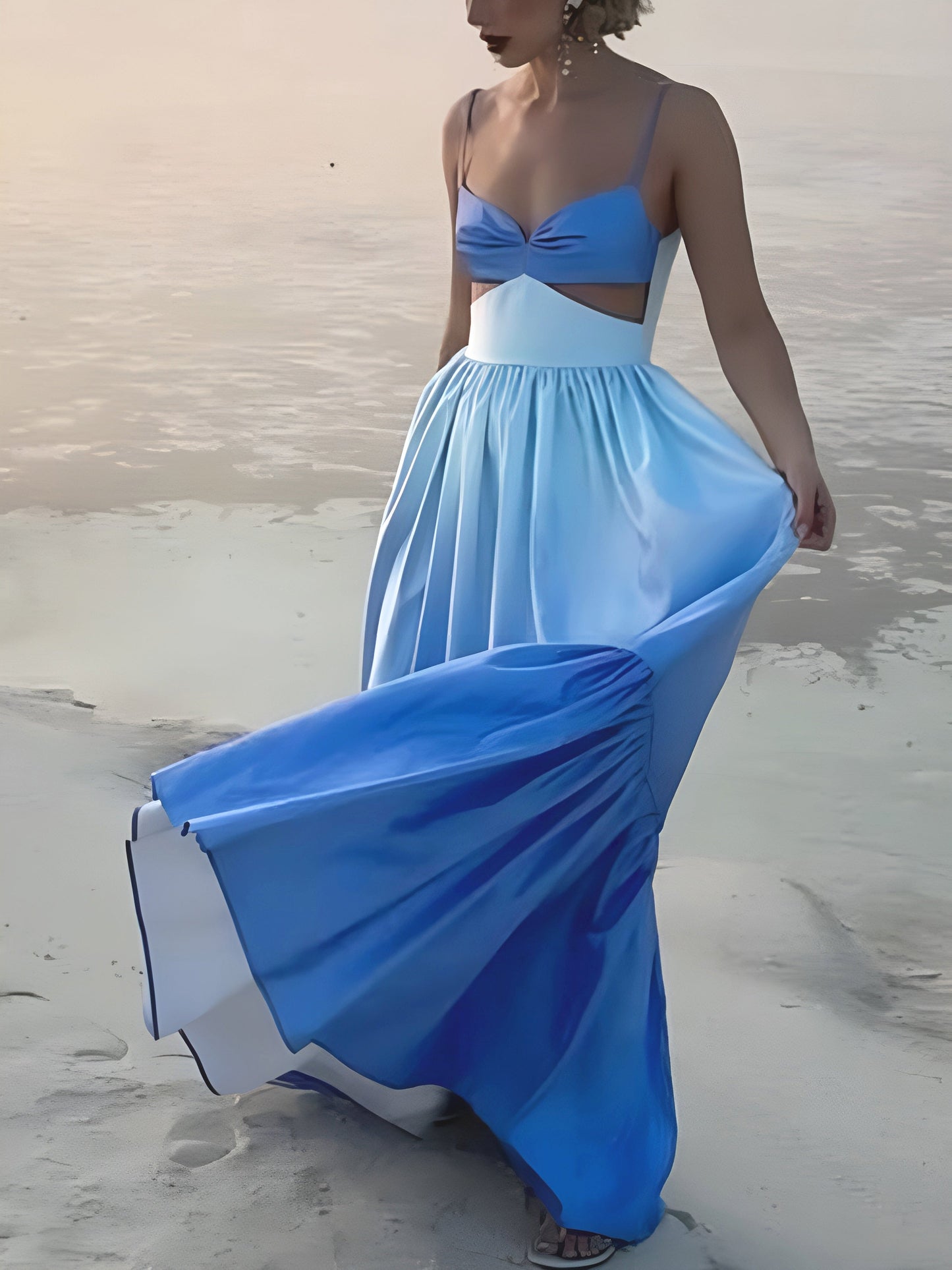 Backless Cutout Cami Long Dress Elegant Flowy Evening Wear