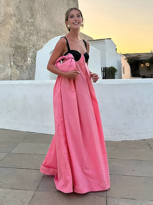 Bra-Splicing Halter Strap Long Dress Women's Elegant Evening Gown
