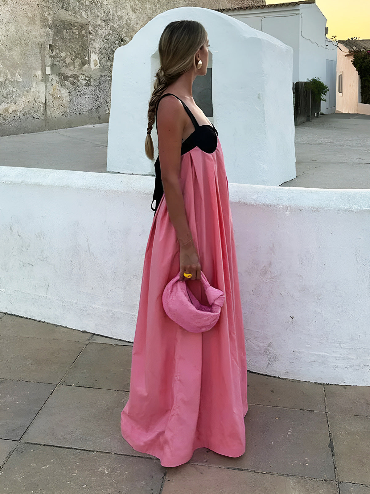 Bra-Splicing Halter Strap Long Dress Women's Elegant Evening Gown