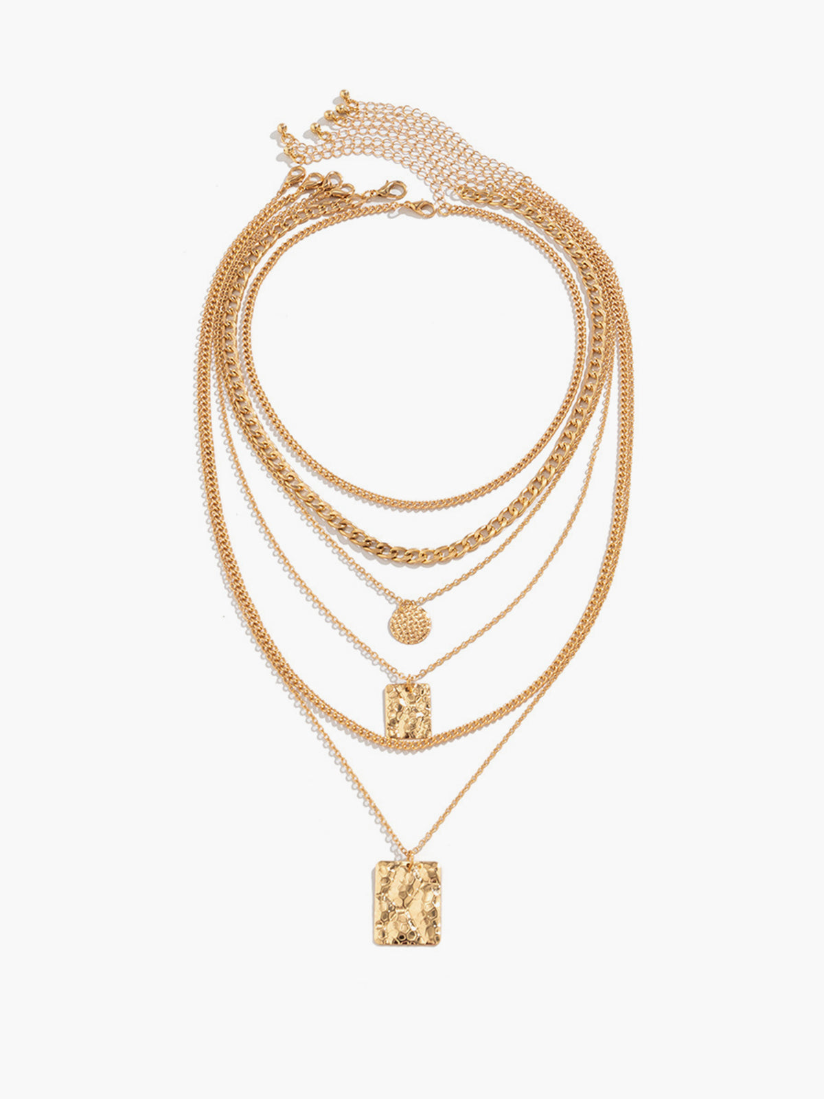 Multi Strand Gold Layered Necklace with Elegant Pendant Accents