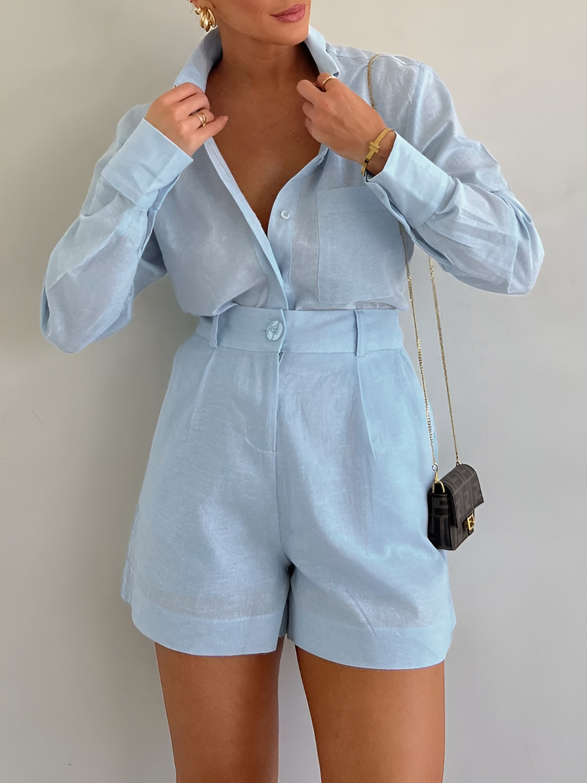 Long Sleeve Loose Shorts Set Casual Comfortable All Seasons Wear