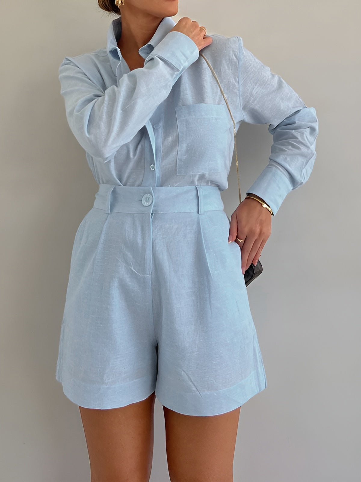 Long Sleeve Loose Shorts Set Casual Comfortable All Seasons Wear
