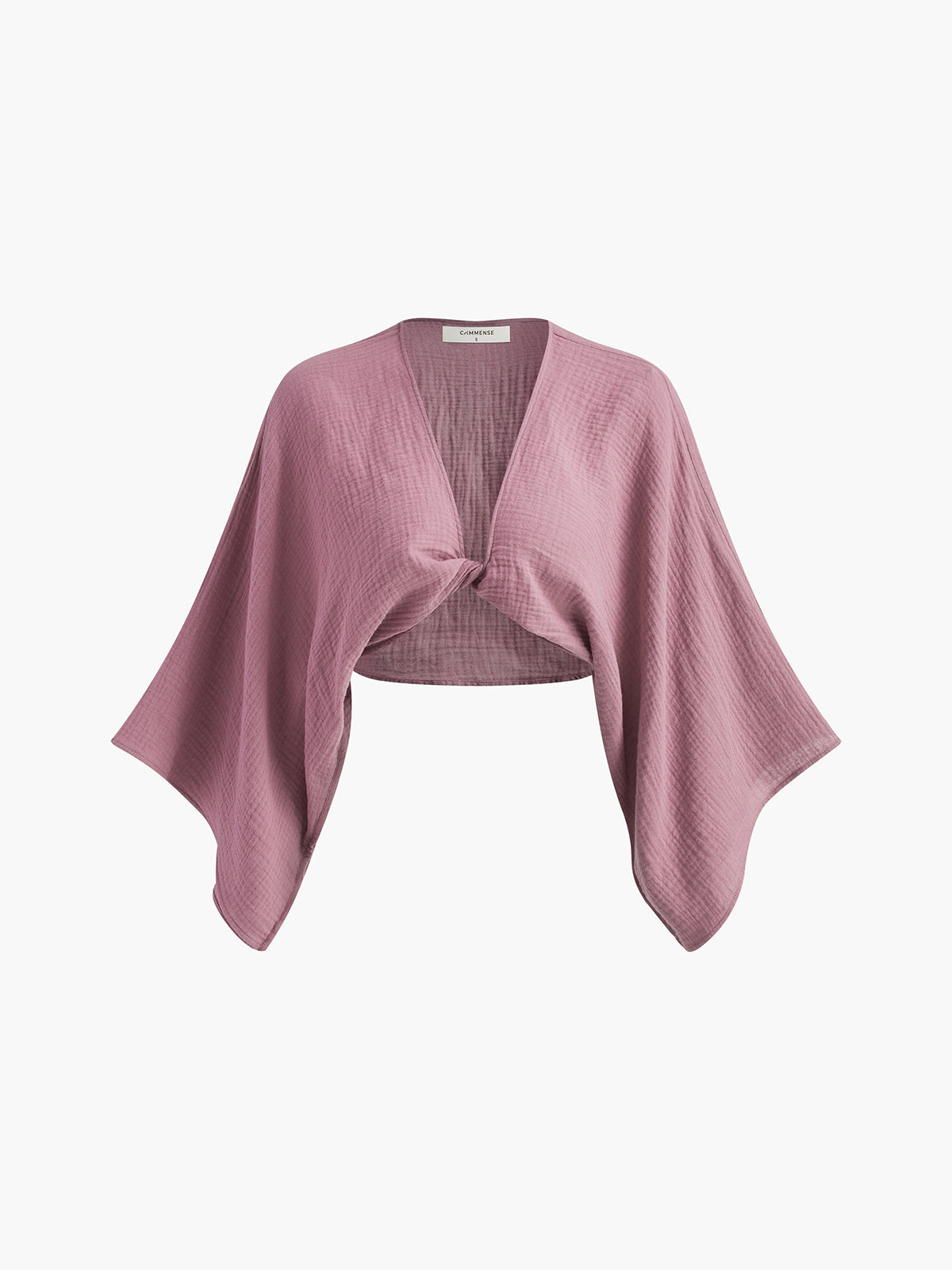 Tie-Front Long Sleeve Cropped Blouse for Women Casual Style