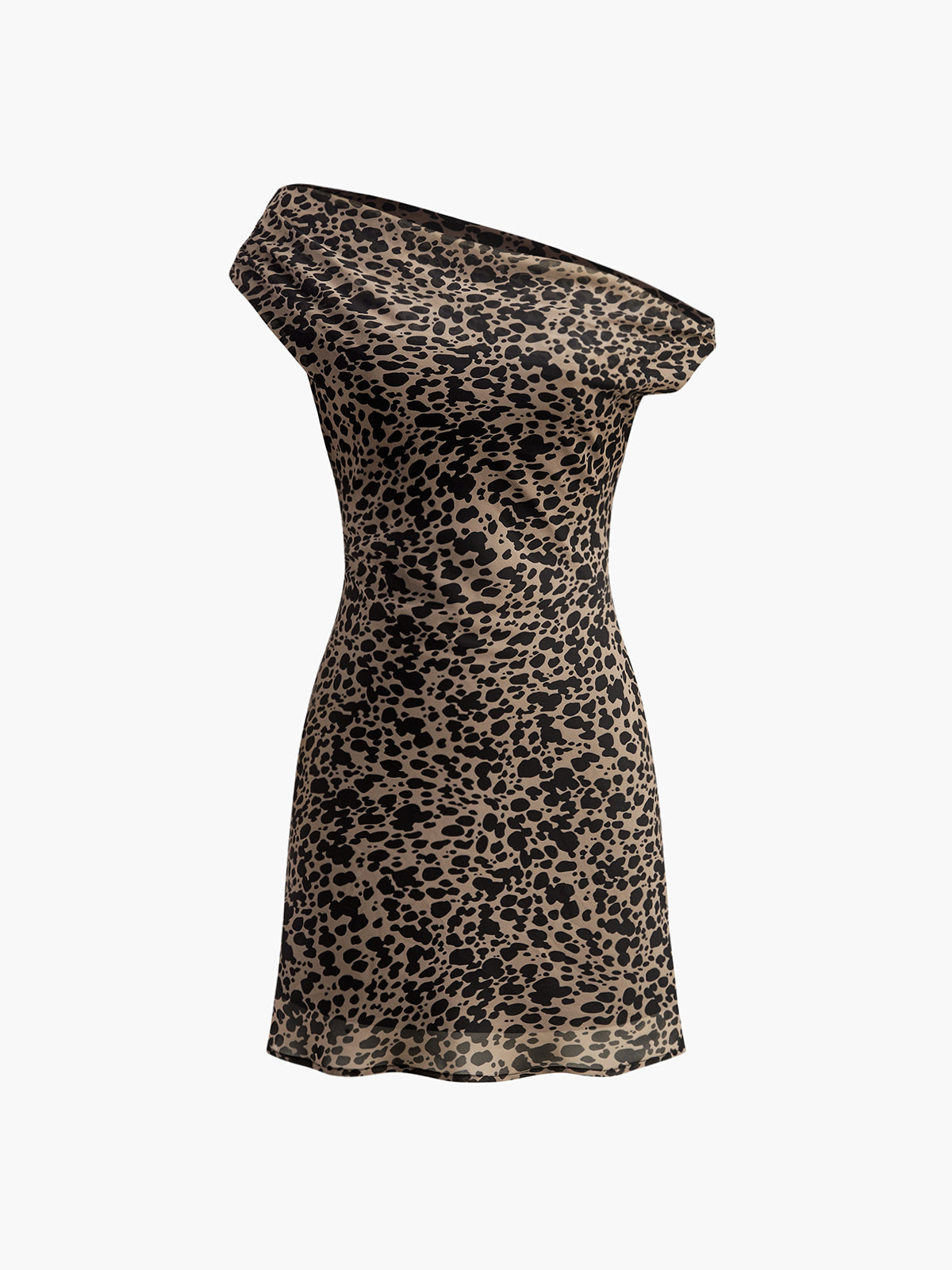 Asymmetric Collar Printed Short Dress for Casual Summer Wear