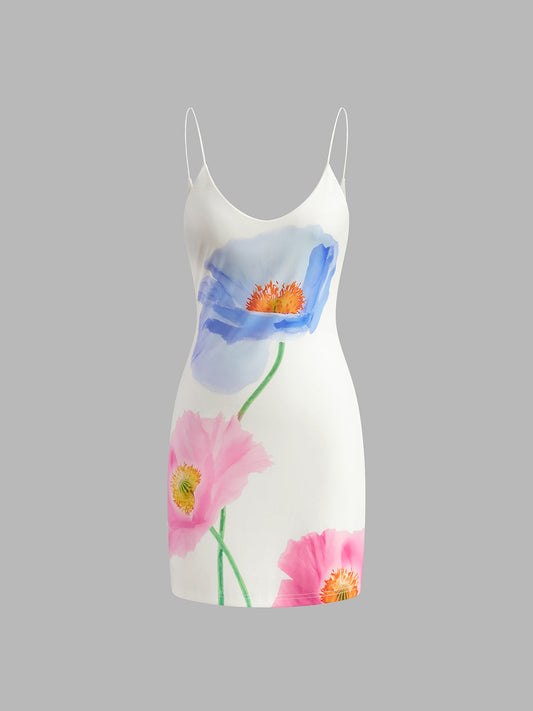 Backless Floral Short Dress for Summer Weddings and Parties